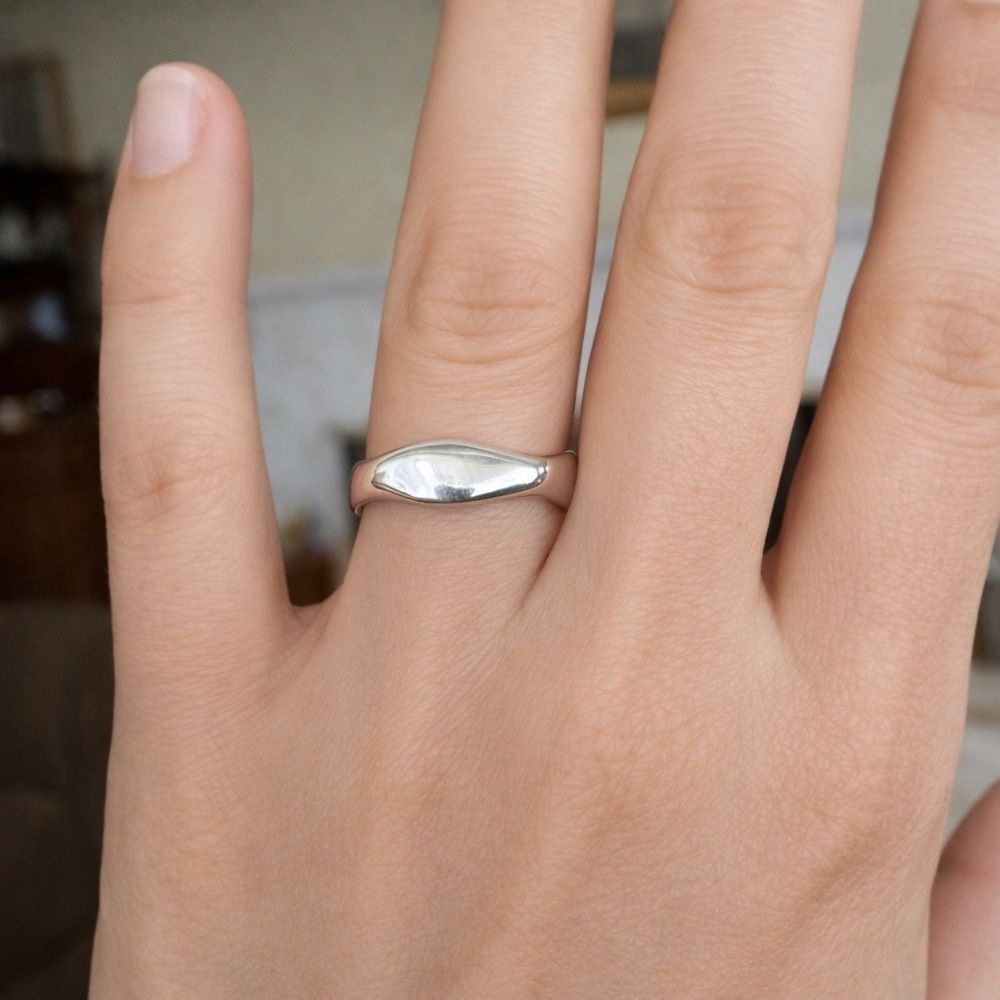 Pandora ALE 925 Sterling Silver Teardrop Ring | Minimalist Stackable Band